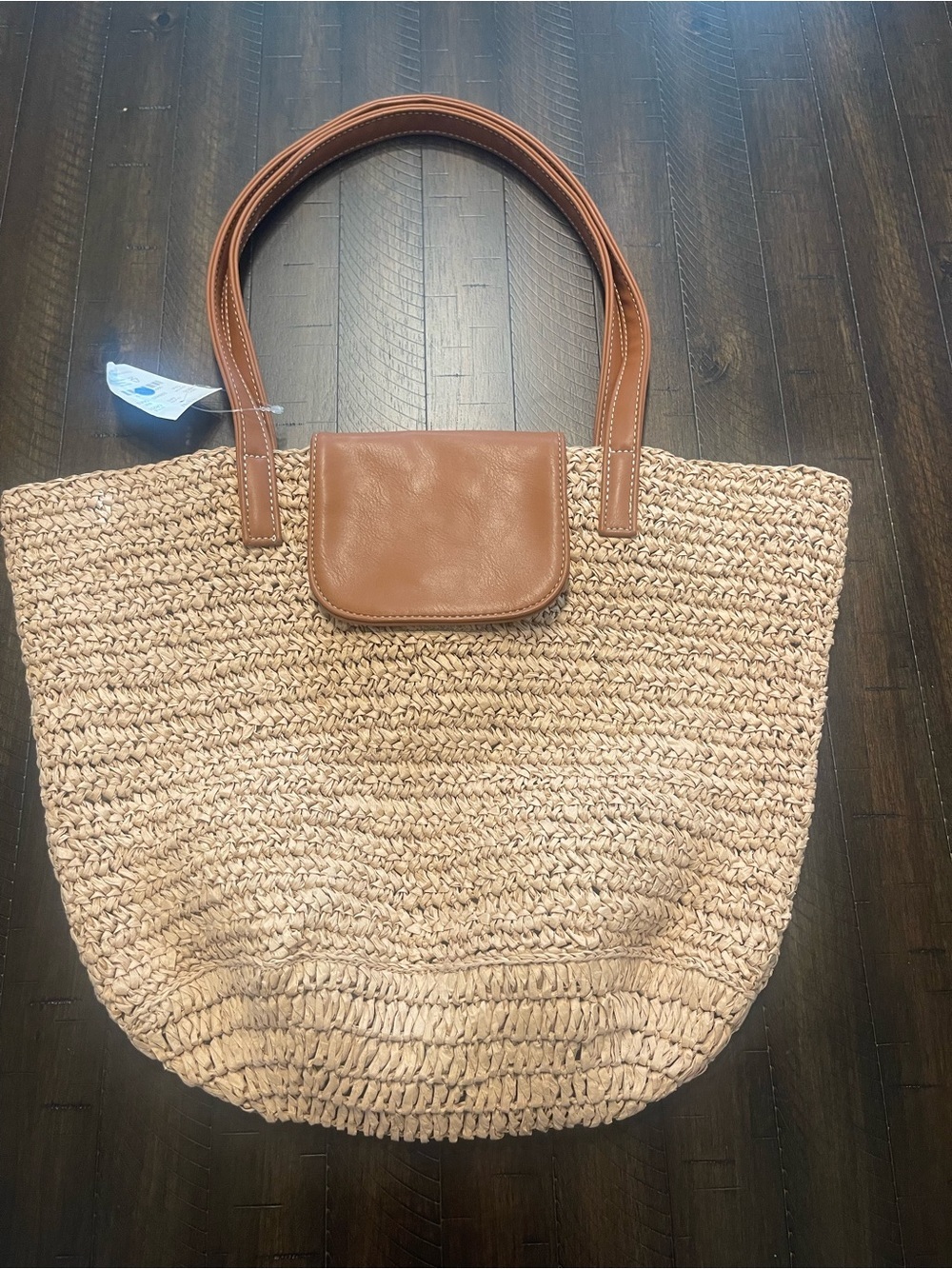 J. Crew NWT Straw Tote with Brown Trim
